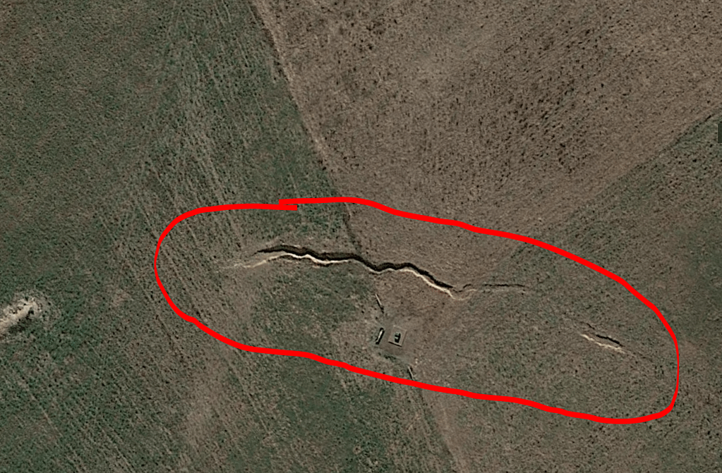 Google Earth Ditch Marked in Circle taken at 1400 feet above